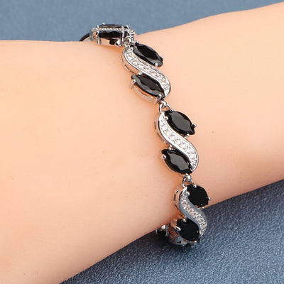 925 Silver Charm Green Cubic Zircon Bracelets For Women Wedding Jewelry 18+2CM Length
