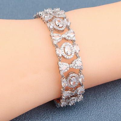 925 Silver Charm Blue Cubic Zircon Bracelets For Women Wedding Jewelry 18+2CM Length