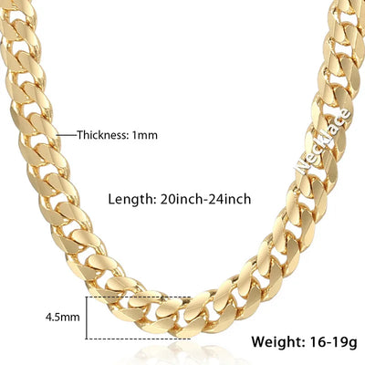 Trendsmax Men's Cuban Link Chain Necklace Gold Color  Chain Necklace Gift For Men Hiphop Wholesale Jewelry 4.5mm 50cm 60cm GN438
